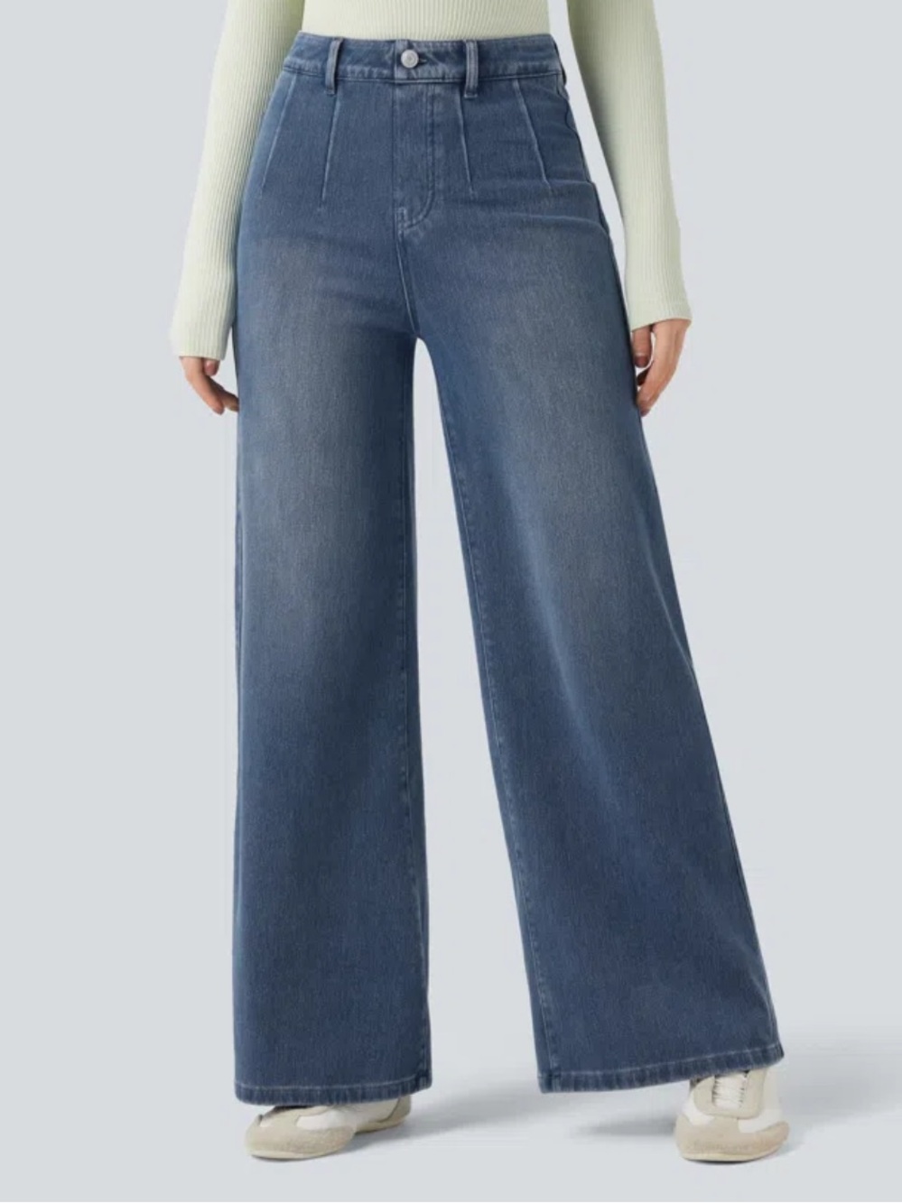 Halara Flex High Waisted Tummy Control Wide Leg Jeans Tide Blue XS New